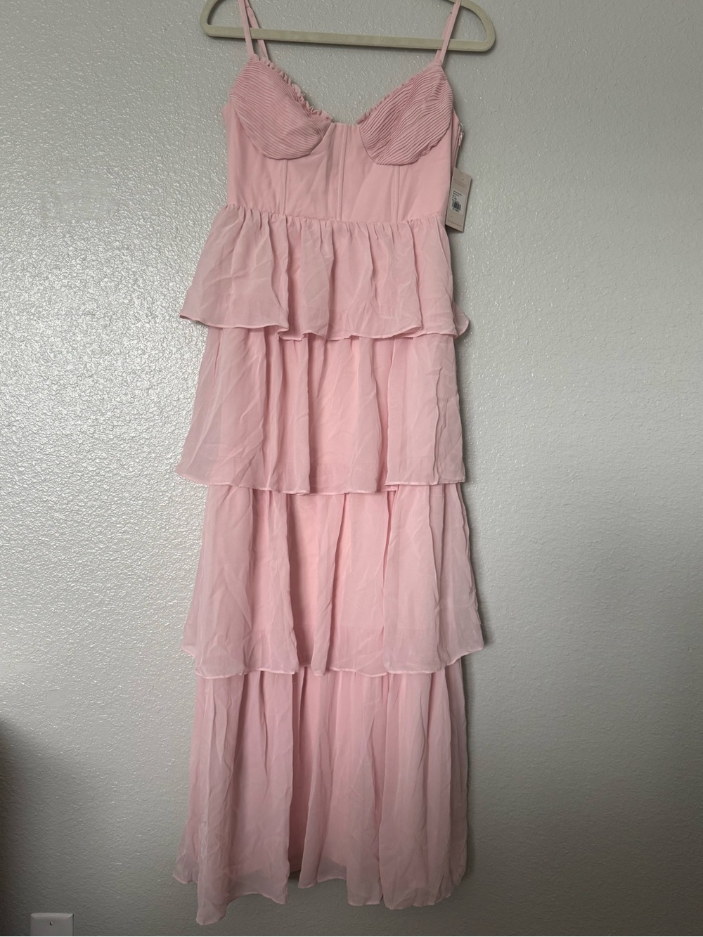 Birdy Grey Blush Pink Tiered Lola Chiffon Maxi Dress